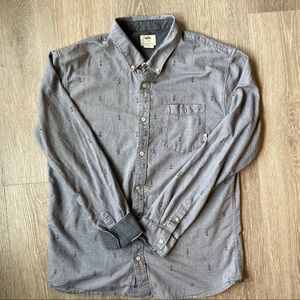Vans Lightweight Gray Denim Long Sleeve Shirt with Cactus Design | XL